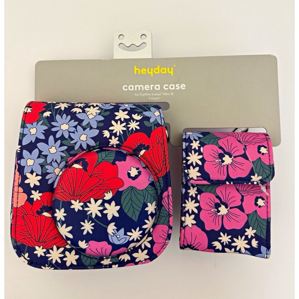 heyday Faux Leather Floral Camera Case for Fujifilm Instax Mini 12 Strap Clip